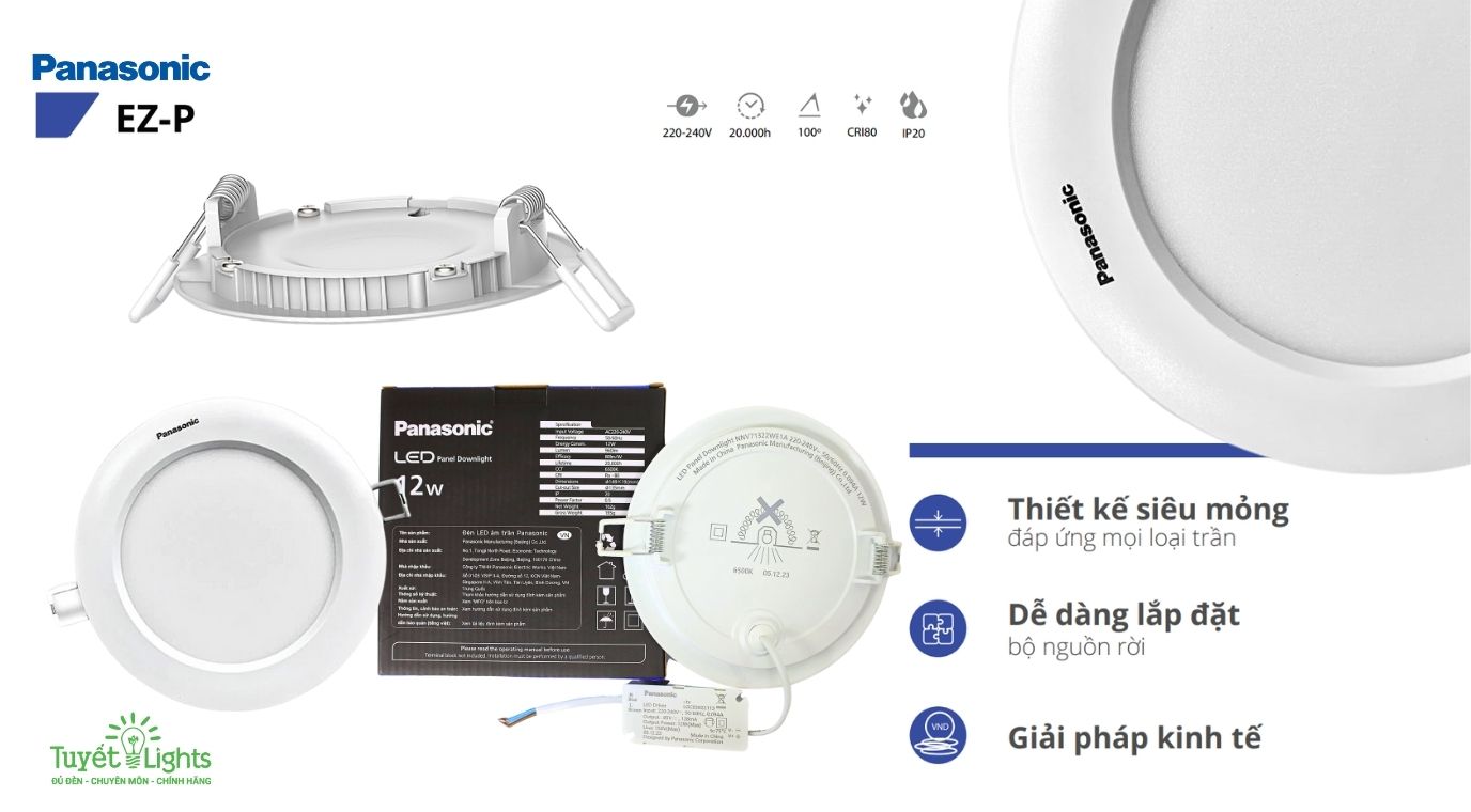 3.3 Đèn led âm trần Panasonic dòng EZ-P: Siêu mỏng và kinh tế